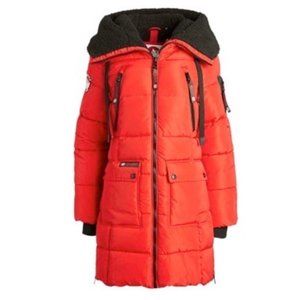 Canada Weather Gear Red Lined Long Puffer Coat